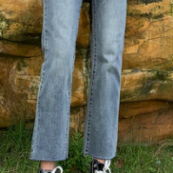 Wide leg nine point straight pants Straight Leg